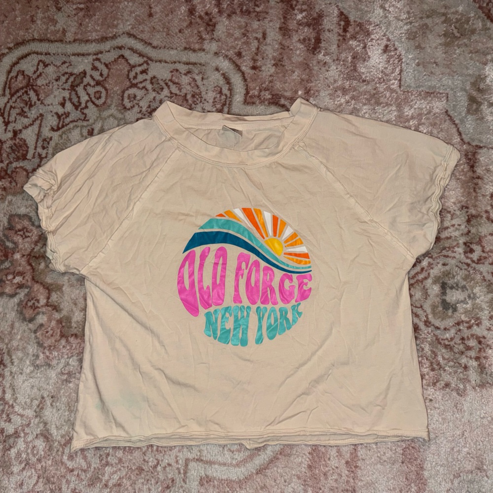 Beige Graphic T-Shirt with Colorful Print